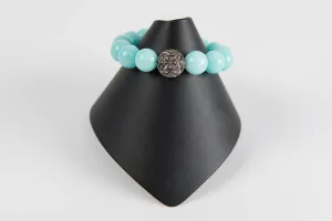 Aqua chalcedony with pave diamond bead