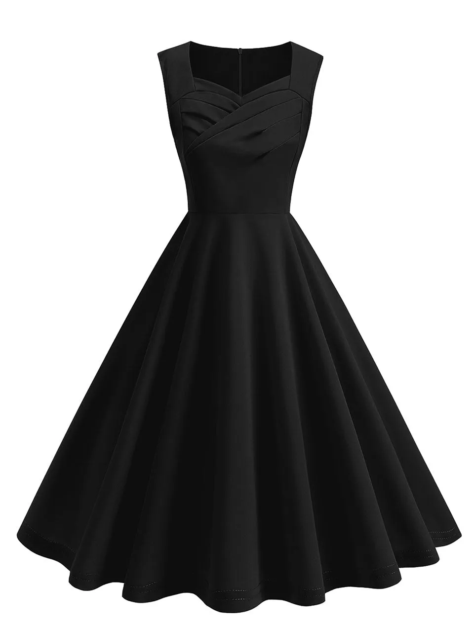 Dark Green V Neck Sleeveless Swing 1950S Vintage Dress