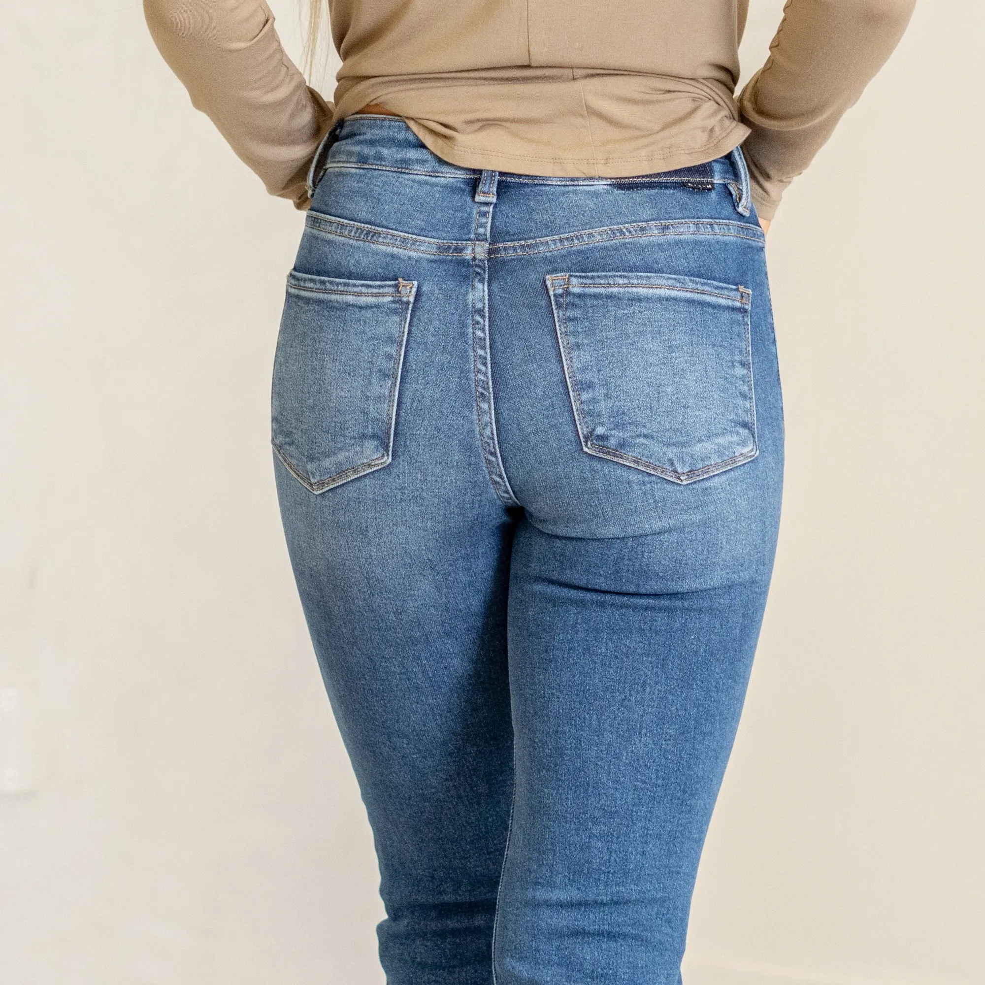 Sunlit Blues High Rise Ankle Boot Cut