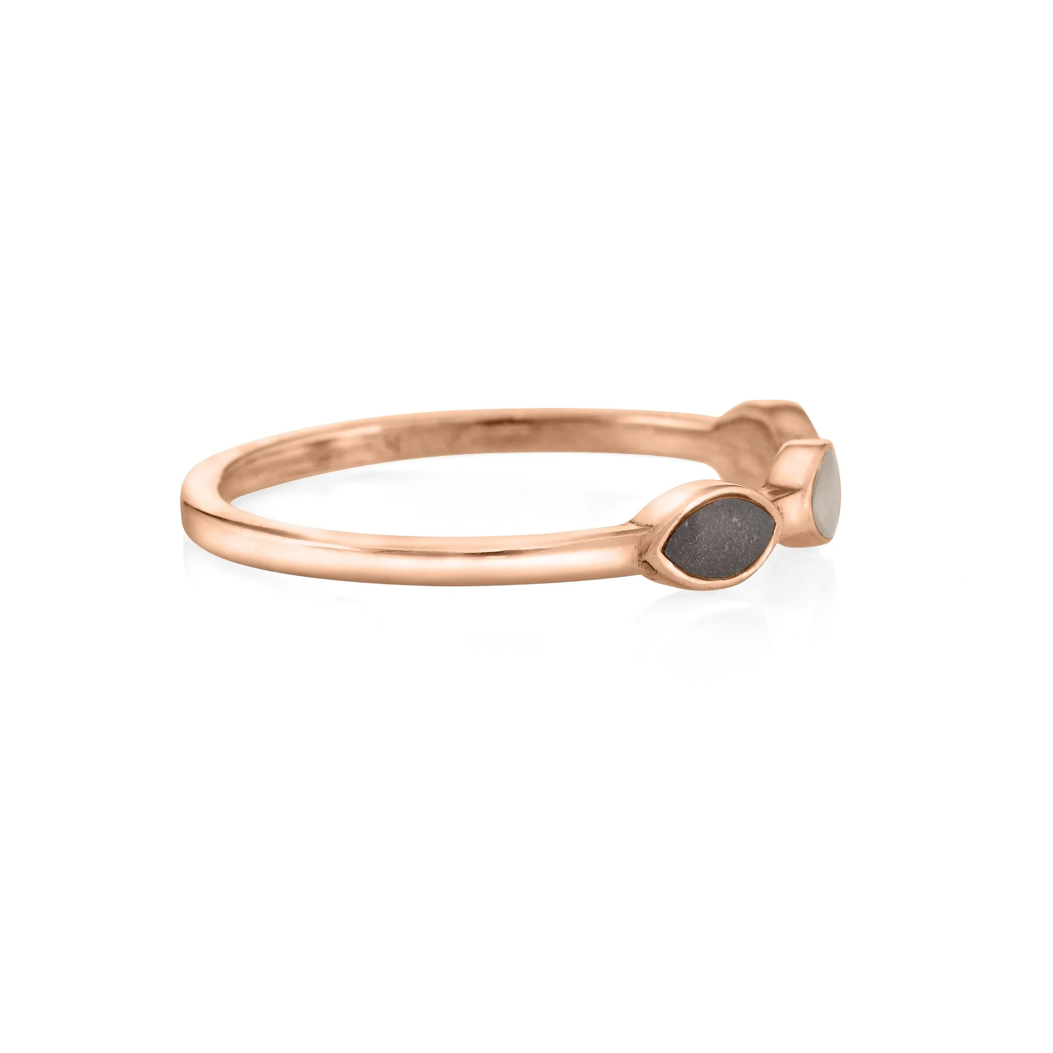 Three Setting Cremation Ring in 14K Rose Gold